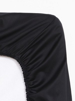 Простыня на резинке "Jet black" 180х200х25 см, цвет чёрный, 100% хлопок, мако-сатин, 114г/м2