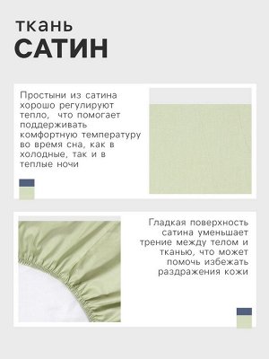 Простыня на резинке LoveLife Young grass 160*200+25 см, сатин, 125г/м²