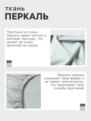 Простыня на резинке Этель 160*200*25 см, цв.зеленый, 100% хлопок, перкаль,114 г/м²