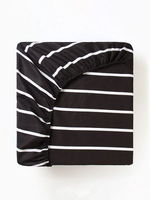 Простыня на резинке Этель 160*200*25 см "Black stripes", 100% хлопок, поплин, 125 гр/м2