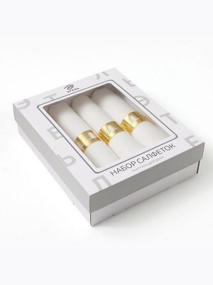 Набор сервировочных салфеток с декоративными кольцами Этель Golden deer 40х40 см - 4 шт, 100% лён
