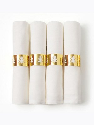 Набор сервировочных салфеток с декоративными кольцами Этель Golden deer 40х40 см - 4 шт, 100% лён