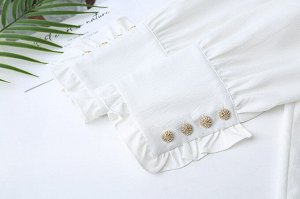 Рубашка с длинными рукавами с кружевным воротником, черная