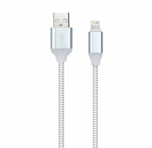 Дата-кабель Smartbuy USB - 8 pin, с индикацией, 1 м, белый, с мет. након. (iK-512ss white)
