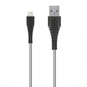 Дата-кабель Smartbuy USB - 8 pin, "карбон", экстрапрочный, 1.0 м, до 2А, белый (iK-510n-2 white)