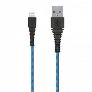 Дата-кабель Smartbuy USB - 8 pin, "карбон", экстрапрочный, 2.0 м, до 2А, синий (iK-520n-2 blue)