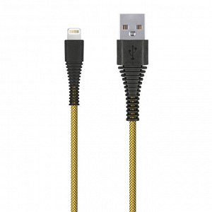 Дата-кабель Smartbuy USB - 8-pin для Apple, "карбон", прочн.,2.0 м, до 2А, желтый (iK-520n-2 yellow)