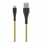 Дата-кабель Smartbuy USB - micro USB, &quot;карбон&quot;, экстрапрочный,1.0 м, до 2А, желтый (iK-10n-2 yellow)