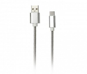 Дата-кабель Smartbuy USB 2.0 - USB TYPE C, серебро метал, длина 1,2 м (IK-3112silver met)/60