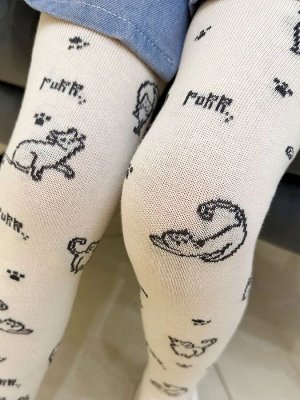 КОЛГОТКИ С РИСУНКОМ КОТЯТА ЭКРЮ