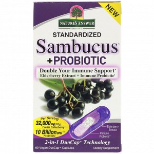 Nature&#x27 - s Answer, Sambucus + Probiotic, 60 Vegan DuoCap Capsules