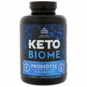 Dr. Axe / Ancient Nutrition, Keto Biome, пробиотик, 20 млрд КОЕ, 180 капсул