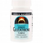 Source Naturals, Комплекс с восстановленным глутатионом, со вкусом апельсина, 50 мг, 100 пастилок