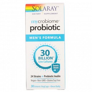 Solaray, Mycrobiome Probiotic Men&#x27 - s Formula, 30 Billion, 30 Enteric VegCaps