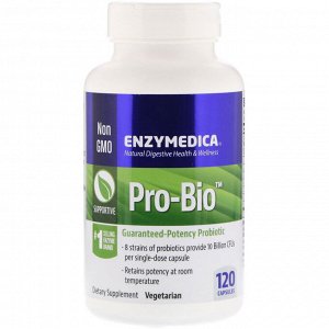 Enzymedica, Pro-Bio, пробиотик с гарантированной эффективностью, 120 капсул