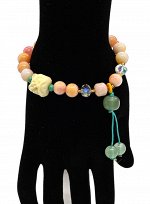 Браслет Голова Льва шарик 8мм цв.персиковый, 17см