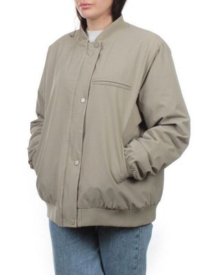 H24-608 GRAY/GREEN Куртка бомбер демисезонная женская (100 гр. синтепон)