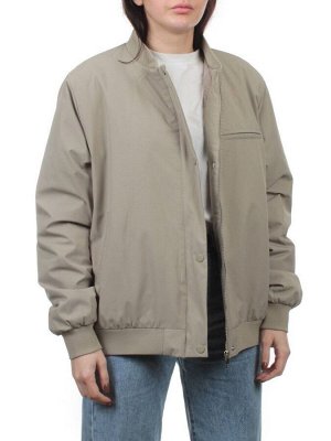 H24-608 GRAY/GREEN Куртка бомбер демисезонная женская (100 гр. синтепон)