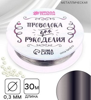 Проволока для бисероплетения D= 0,3 мм, длина 30 м, цвет серебряный