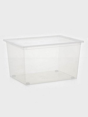 Ящик для хранения, 50 л, 53x38x30 см, с крышкой, прозрачный