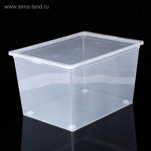 Ящик для хранения, 50 л, 53x38x30 см, с крышкой, прозрачный