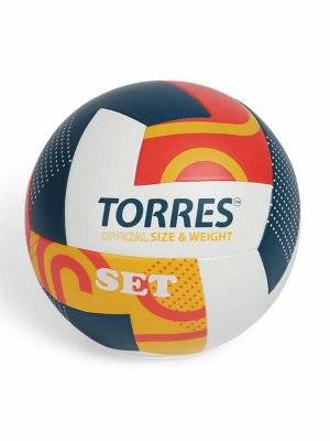 Мяч волейбольный TORRES Set, V32345, р. 5, ТПУ, бутиловая камера, клееный, МИКС
