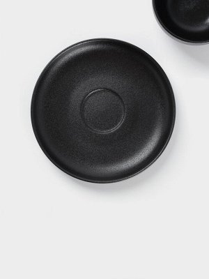 Чайная пара Magistro Carbon, 2 предмета: чашка 250 мл, блюдце d=16.4 см, фарфор, чёрная