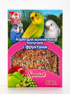 Корм Seven Seeds Special для волнистых попугаев, с фруктами, 400 г
