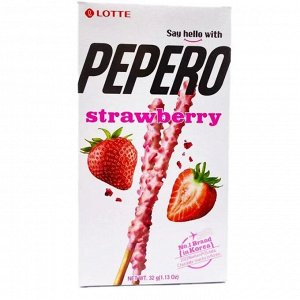 Хрустящие палочки PEPERO Lotte с клубникой 32 г, Южная Корея