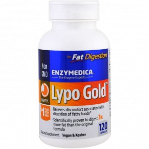 Enzymedica, Lypo Gold, оптимизация усвоения жиров, 120 капсул