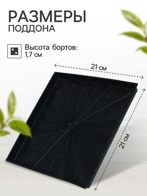 Поддон для рассады, 21x21x1.7 см, пластик, чёрный