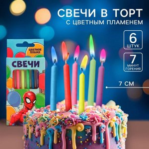 Набор свечей с цветным пламенем для торта, Человек-Паук, 12 шт.
