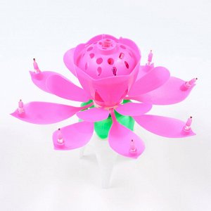 Свеча для торта музыкальная ""Тюльпан"", крутящаяся, розовая, 14,5×6 см