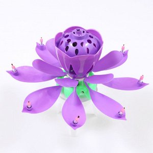 Свеча для торта музыкальная ""Тюльпан"", крутящаяся, фиолетовая, 14,5×6 см