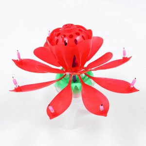 Свеча для торта музыкальная ""Тюльпан"", крутящаяся, красная, 14,5×6 см