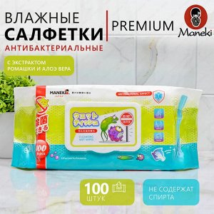 Салфетки влажные "MANEKI", очищающие с антибактериальным эффектом, 100 шт./упак