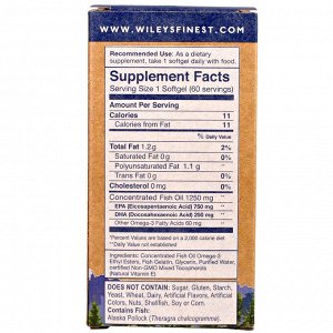 Wiley&#x27 - s Finest, Wild Alaskan Fish Oil, Peak EPA, 1,000 mg, 60 Fish Softgels