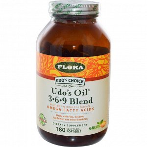 Flora, Udo&#x27 - s Choice, Udo&#x27 - s Oil 3-6-9 Blend, 180 Vegetarian Softgels