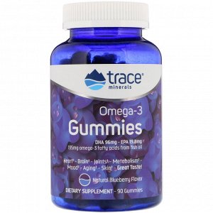 Trace Minerals Research, Omega-3 Gummies, Natural Blueberry, 90 Gummies