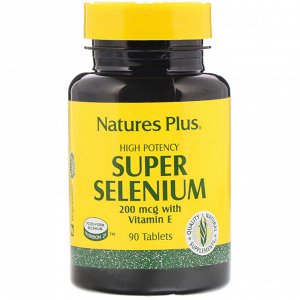 Nature&#x27 - s Plus, Super Selenium, супер селен, 200 мкг, 90 таблеток