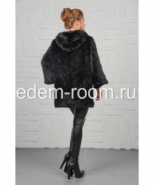Пальто из чёрной вязаной норкиАртикул: NV-0800-CH