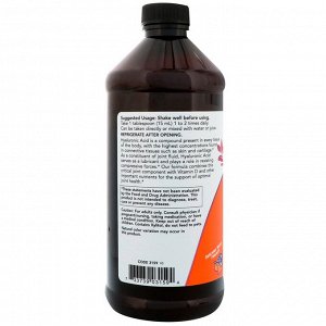 Now Foods, Жидкая гиалуроновая кислота, со вкусом ягод, 100 мг, 473 мл (16 жидких унций)