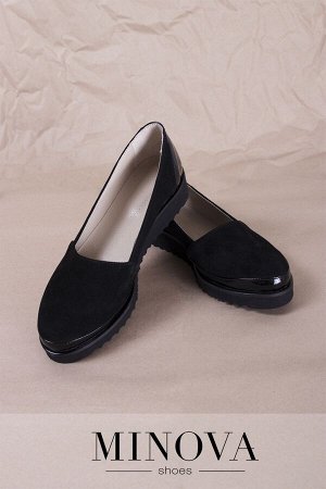 Туфли №201М-черный замш-лак