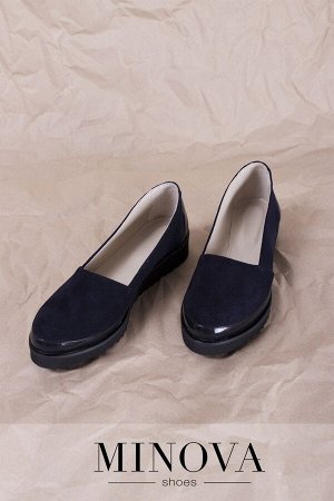 Туфли №201М-синий замш-лак