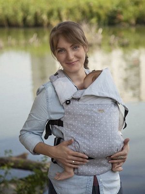 Слинг-рюкзак М-ДВИЖНЕР V4 Амама (серый, горошек)