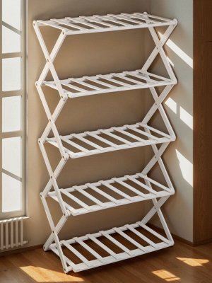 Подставка для цветов Greengo, 5 полок, 50x25x89 см, напольная, бамбук, белая