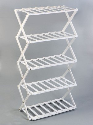 Подставка для цветов Greengo, 5 полок, 50x25x89 см, напольная, бамбук, белая
