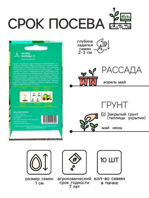 Семена Огурец "Маринда" F1, партенокарпический, 10 шт.