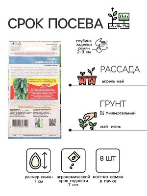Семена Огурец "Мини-мини", F1, 8 шт