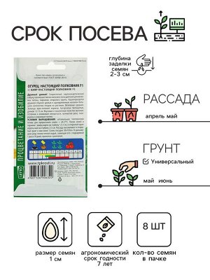 Семена Огурец Настоящий полковник F1, ранний, партенокарпический, 8  шт